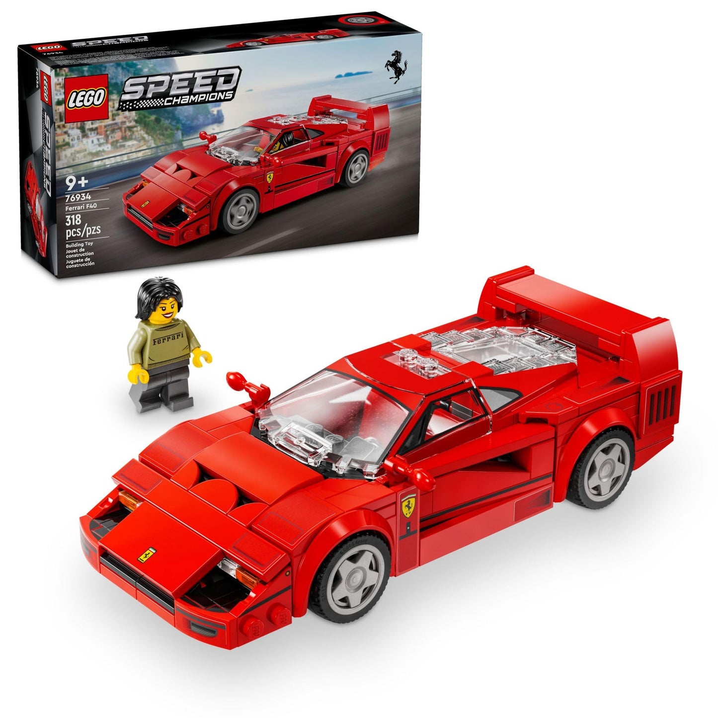 LEGO Speed Champions Ferrari F40 Supercar, Toy Car Model Building Set with Driver Minifigure, Collectible Ferrari Toy for Kids Ages 9 and Up, 76934 - WiredVillage Games - WiredVillage Games