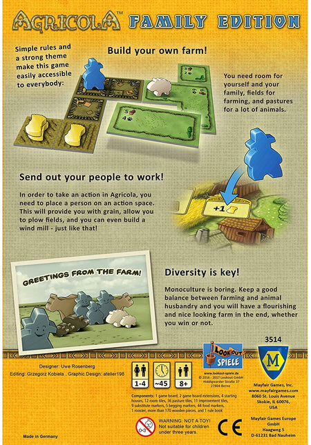 Agricola Board Game Family Edition - WiredVillage Games - Mayfair Games