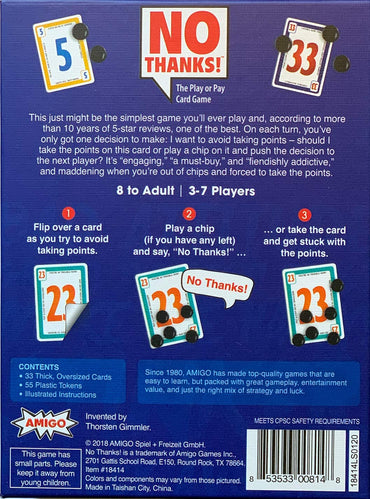 No Thanks! Card Game - WiredVillage Games - AMIGO