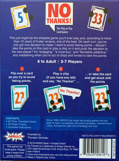 No Thanks! Card Game - WiredVillage Games - AMIGO