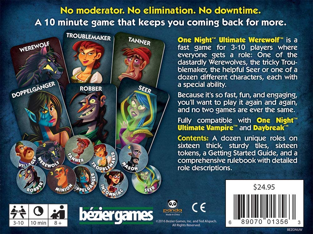 One Night Ultimate Werewolf Board Game - WiredVillage Games - Bezier Games