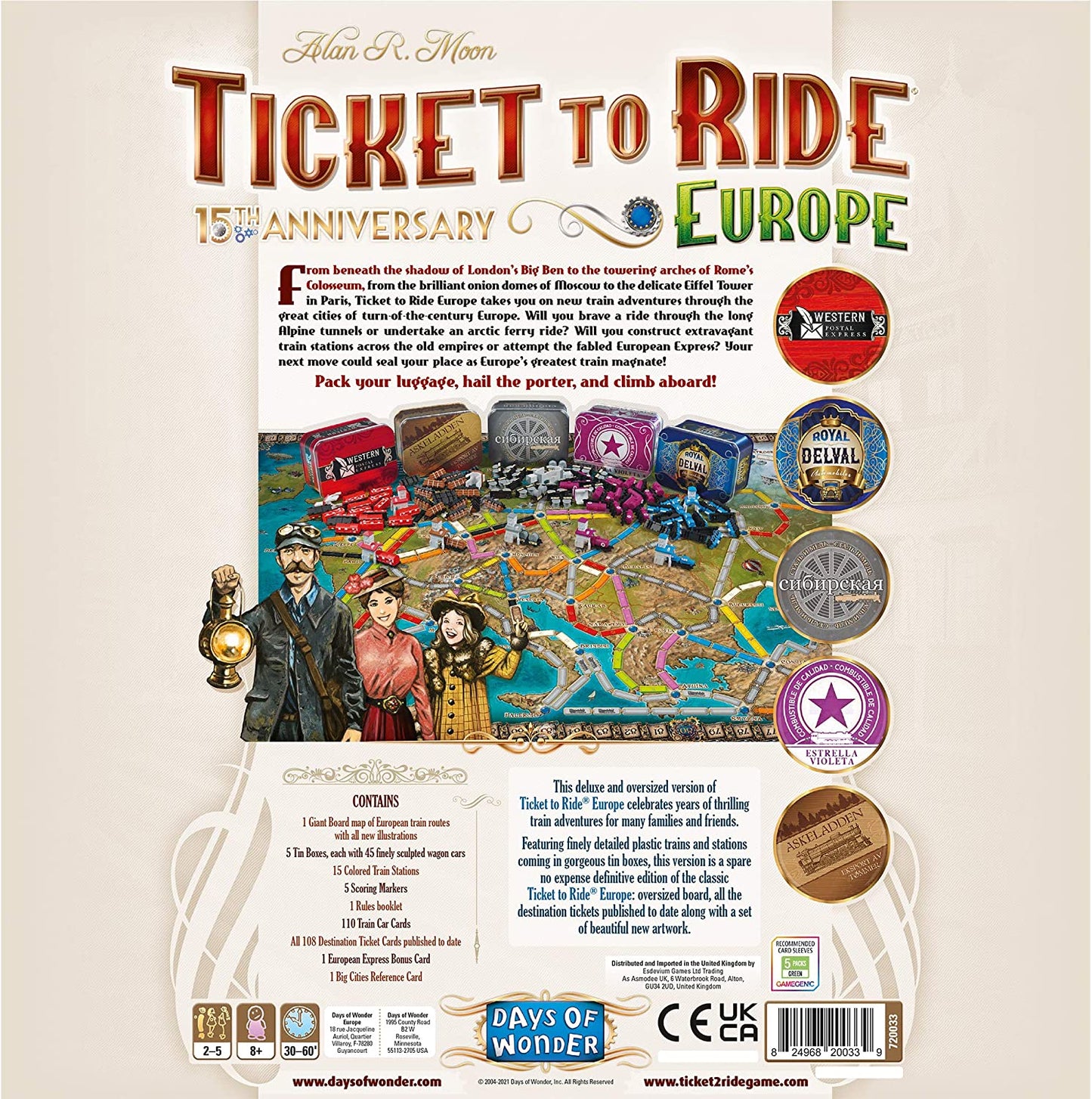 Ticket to Ride Europe Board Game 15th Anniversary Deluxe Edition - WiredVillage Games - Days of Wonder